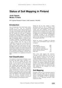 EUROPEAN SOIL BUREAU ⎯ RESEARCH REPORT NO. 9  Status of Soil Mapping in Finland Jouko Sippola Markku Yli-Halla MTT Agrifood Research Finland, 31600 Jokioinen, FINLAND