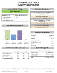 TEXAS EDUCATION AGENCY 2013 Accountability Summary OAK RIDGE EL[removed]CONROE ISD Accountability Rating