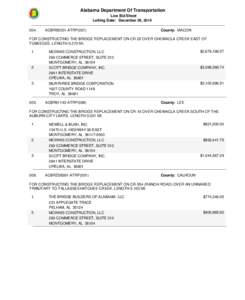 Alabama Department Of Transportation Low Bid Sheet Letting Date: December 05, [removed]ACBR58351-ATRP(007)