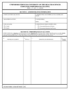 UNIFORMED SERVICES UNIVERSITY OF THE HEALTH SCIENCES EMPLOYEE PERFORMANCE RATING PAGE___1___OF___3___PAGES SECTION I - ADMINISTRATIVE INFORMATION 1. NAME (LAST, FIRST, MI) AND SSN: