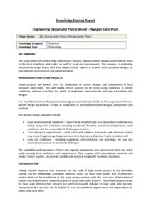 Knowledge Sharing Report Engineering Design and Procurement – Nyngan Solar Plant Project Name: AGL Energy Solar Project (Nyngan Solar Plant)