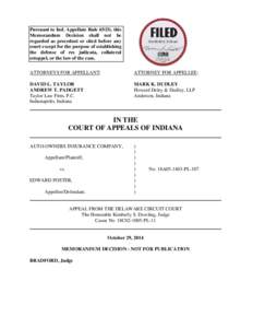 Pursuant to Ind. Appellate Rule 65(D), this Memorandum Decision shall not be regarded as precedent or cited before any court except for the purpose of establishing the defense of res judicata, collateral estoppel, or the