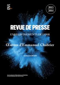 [removed]Revue de Presse Enregistrements de l’OSR