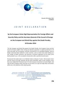 Brussels, 09 October[removed]JOINT DECLARATION by the European Union High Representative for Foreign Affairs and Security Policy and the Secretary General of the Council of Europe