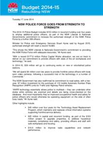 15.1 Minister Ayres - NSW Police Force goes from Strength to Strength