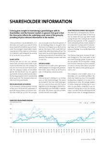 SHAREHOLDER INFORMATION Cermaq gives weight to maintaining a good dialogue with its shareholders and the financial markets in general. One goal is that the share price reflects the underlying asset value of the group by 