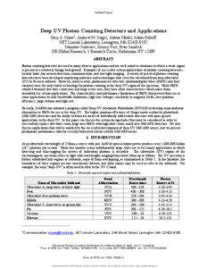 Optical devices / Particle detectors / Spectroscopy / Sensors / Optoelectronics / Avalanche photodiode / Photomultiplier / Photodiode / Ultraviolet / Chemistry / Optics / Electromagnetic radiation