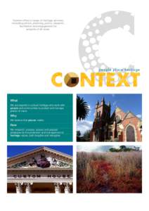 Context offers a range of heritage services including advice, planning, policy, research, facilitation and engagement for projects of all sizes.  people place heritage