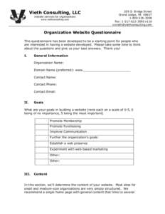 Vieth Consulting, LLC website services for organizations www.viethconsulting.com 209 S. Bridge Street Grand Ledge, MI 48837