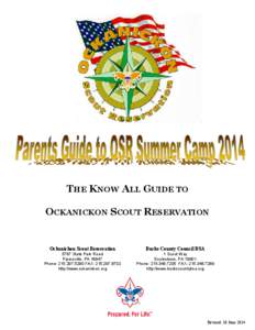 THE KNOW ALL GUIDE TO OCKANICKON SCOUT RESERVATION Ockanickon Scout Reservation  Bucks County Council BSA