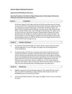 Operating Procedures of the Southwest Regional Organization of the College and University Professional Association for Human Resources (SWCUPA-HR)