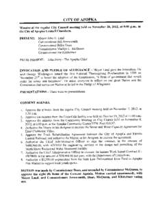 CITY OF APOPKA  Minutes of the regular City Council meeting held on November[removed]at 8 00 p m in the City of Apopka Council Chambers