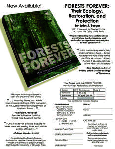 Now Available!  FORESTS FOREVER: Their Ecology, Restoration, and Protection