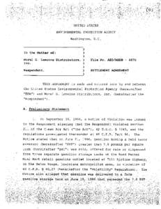 Morel G. Lemoine Distributers Inc.,Settlement Agreement, June 6, 1997