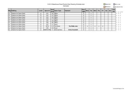 [removed]Glasshouse Road Precinct Day Cleaning Schedule.xlsm Semester Bldg Building 3a 3a