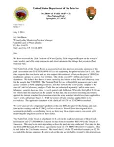 United States Department of the Interior NATIONAL PARK SERVICE Zion National Park Springdale, UT[removed]IN REPLY REFER TO: