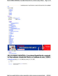 DE CE IUBESC ROMÂNIA. Cercetătorul Daniel David a construit la Cluj realitatea ... Page 1 of 18  RSS 9 dec[removed]:06 • Publicitate • Horoscop