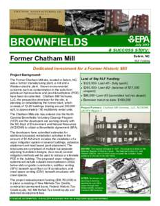 BROWNFIELDS  July 2013 a success story: Salem, NC