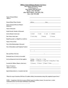 Military Funeral Honors Worksheet