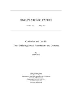 SINO-PLATONIC PAPERS Number 211 May, 2011  Confucius and Lao Zi: