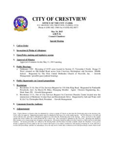 CITY OF CRESTVIEW OFFICE OF THE CITY CLERK P.O. DRAWER 1209, CRESTVIEW, FLORIDAPhone # (Fax # (May 26, 2015