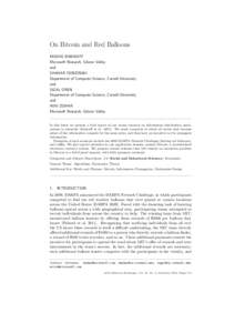 On Bitcoin and Red Balloons MOSHE BABAIOFF Microsoft Research, Silicon Valley and SHAHAR DOBZINSKI Department of Computer Science, Cornell University