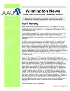 Wilmington News  American Association of University Women Breaking through barriers for women and girls  April 2014
