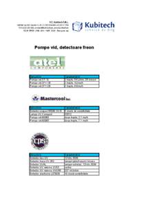 Pompe vid, detectoare freon  Denumire Pompa vid ST-12 Pompa vid 2FY-1B Pompa vid 2FY-2B