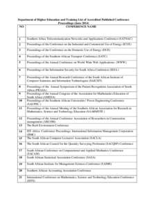 Department of Higher Education and Training List of Accredited Published Conference Proceedings (JuneNO CONFERENCE NAME  1