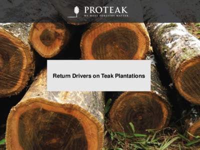 Return Drivers on Teak Plantations  About Proteak Key facts Founded in 2000 in Mexico