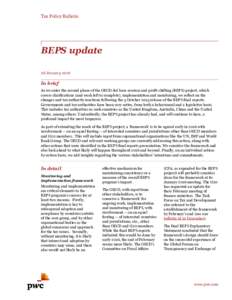 Tax Policy Bulletin  BEPS update 28 JanuaryIn brief