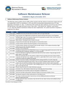 [removed]DEFENSE TRAVEL MANAGEMENT OFFICE  Software Maintenance Release