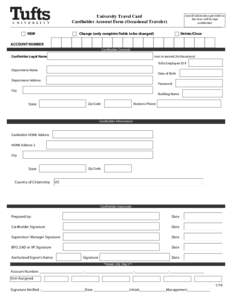 University Travel Card Cardholder Account Form (Occasional Traveler) NEW Any/all information provided on this form will be kept