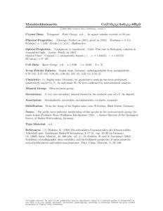 Metakirchheimerite  Co(UO2 )2 (AsO4 )2 • 8H2 O