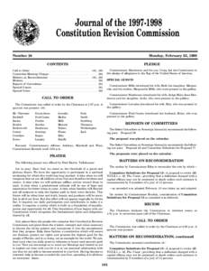 Journal of the[removed]Constitution Revision Commission Number 24 Monday, February 23, 1998 CONTENTS