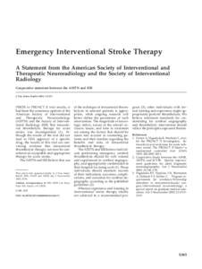 Emergency Interventional Stroke Therapy A Statement from the American Society of Interventional and Therapeutic Neuroradiology and the Society of Interventional Radiology Cooperative statement between the ASITN and SIR J