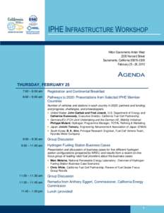 IPHE INFRASTRUCTURE WORKSHOP Hilton Sacramento Arden West 2200 Harvard Street Sacramento, California[removed]February[removed], 2010