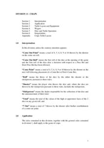 DIVISION 11 - CRAPS  Section 1 Section 2 Section 3 Section 4