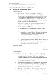 CITY OF ONKAPARINGA MINUTES OF THE COUNCIL MEETING HELD ON 2 OCTOBER 2007 Mayor Rosenberg brought forward item 11.2 at this time. 11.2