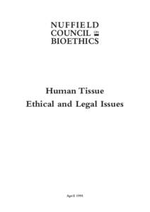 NUFFIE LD COUNCIL BIOETHICS ON  Human Tissue