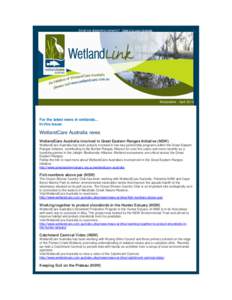 Email not displaying correctly? View it in your browser.  Wetlandlink - April 2013 For the latest news in wetlands... In this issue: