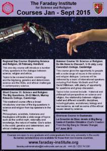The Faraday Institute for Science and Religion Courses Jan - SeptRegional Day Course: Exploring Science