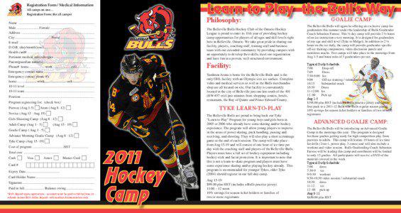 Learn to Play the Bull’s Way  Registration Form / Medical Information