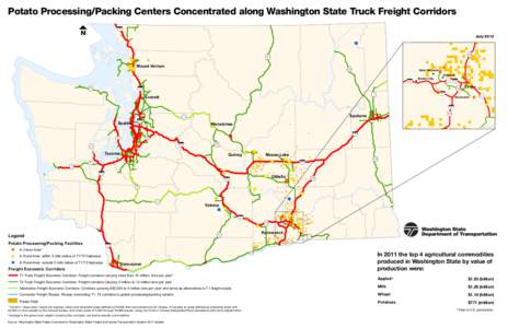 Potato Processing/Packing Centers Concentrated along Washington State Truck Freight Corridors