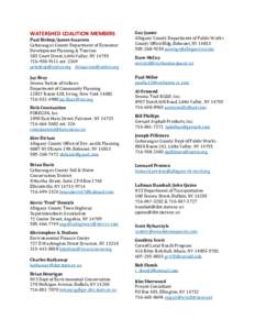 WATERSHED COALITION MEMBERS Paul Bishop/James Isaacson Cattaraugus County Department of Economic Development Planning & Tourism 303 Court Street, Little Valley, NY9111 ext. 2369