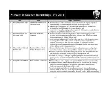 Mosaics in Science Internships - FY[removed]Park Biscayne National Park