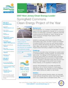 Success Stories 2007 New Jersey Clean Energy Leader  PROJECT