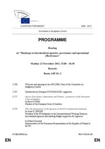 [removed]EUROPEAN PARLIAMENT Committee on Budgetary Control  PROGRAMME