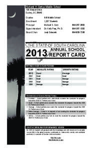 Richard H. Gettys Middle School 105 Stewart Drive Easley, SC[removed]Grades Enrollment Principal