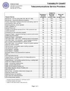 TAXABILITY CHART  STATE OF UTAH Utah State Tax Commission 210 North 1950 West Salt Lake City, UT 84134